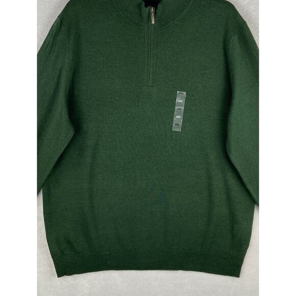 Club Room Men's XXL Quarter Zip Sweater Merino Wool Blend Dark Green NEW - Picture 4 of 11